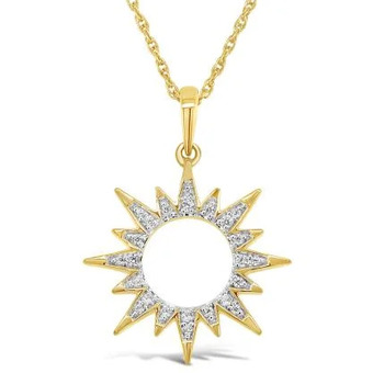 Charm Diamond 10k yellow gold diamond sun pendant offer