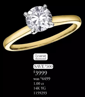 Charm Diamond 1.00 ct 14k yg ring offer