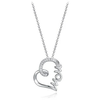 Charm Diamond Sterling silver cubic zirconia 19 mom heart pendant offer
