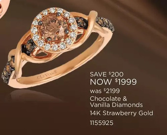 Charm Diamond Chocolate & vanilla diamonds 14k strawberry gold ring offer