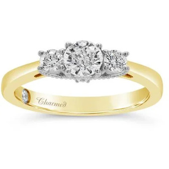 Charm Diamond Charmed by richard calder 14k yellow gold 0.81ctw diamond three stone ring offer