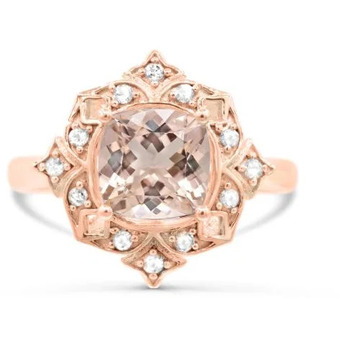 Charm Diamond 10k rose gold morganite & white sapphire ring offer