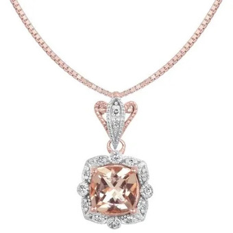 Charm Diamond 10k rose gold morganite & diamond pendant with chain offer