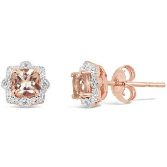 Charm Diamond 10k rose gold morganite & diamond earrings offer