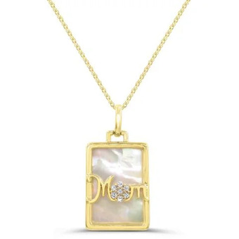 Charm Diamond 10k yellow gold mother of pearl & created white sapphire pendant offer