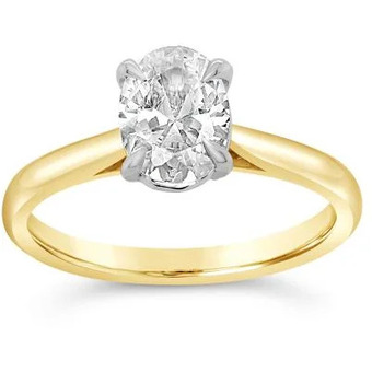 Charm Diamond 14k yelllow gold lab grown 1.00ct oval shaped diamond solitaire ring offer