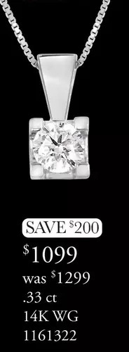 Charm Diamond .33 ctw 14k wg pendant offer