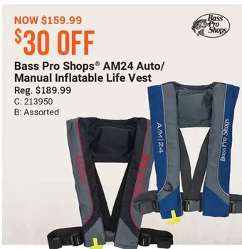 Bass Pro Bass pro shops am24 auto/manual inflatable life vest offer