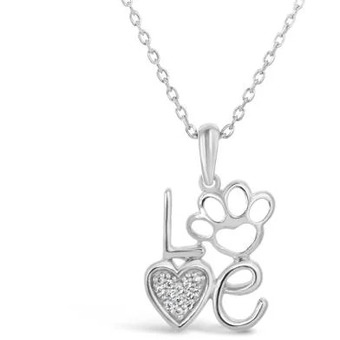 Charm Diamond Sterling silver 0.03ctw diamond love pendant offer