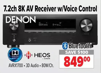 2001 Audio Video Denon 7.2ch 8k av receiver w/voice control offer