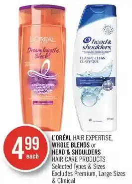 Shoppers Drug Mart L'oréal hair expertise, whole blends or head & shoulders hair care products offer