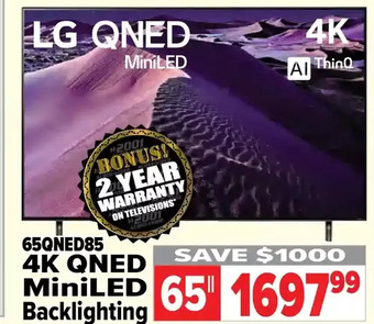 2001 Audio Video Lg 65 4k qned miniled backlighting tv offer