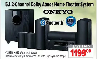 2001 Audio Video Onkyo 5.1.2-channel dolby atmos home theater system offer