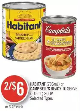 Shoppers Drug Mart Habitant or campbell's ready to serve soup offer