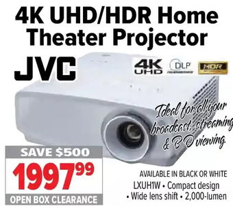 2001 Audio Video Jvc 4k uhd/hdr home theater projector offer