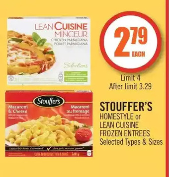 Shoppers Drug Mart Stouffer's homestyle or lean cuisine frozen entrees offer