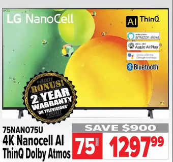 2001 Audio Video Lg 75 4k nanocell ai thinq dolby atmos offer