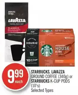 Shoppers Drug Mart Starbucks, lavazza ground coffee or starbucks k-cup pods offer