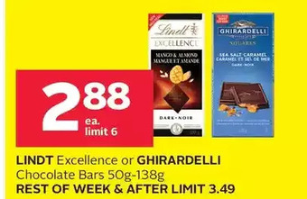 Rexall Lindt excellence or ghirardelli chocolate bars offer