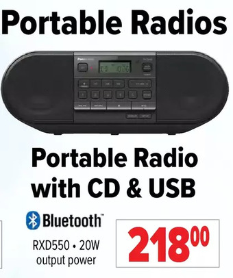 2001 Audio Video Panasonic portable radio with cd & usb offer
