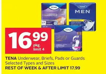 Rexall Tena underwear, briefs, pads or guards offer