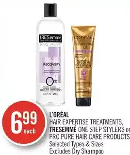 Shoppers Drug Mart L'oréal hair expertise treatments, tresemmé one step stylers or pro pure hair care products offer