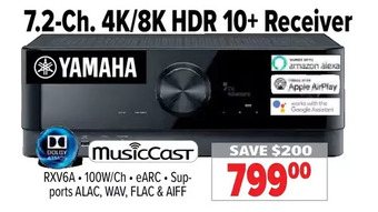 2001 Audio Video Yamaha 7.2-ch. 4k/8k hdr 10+ receiver offer