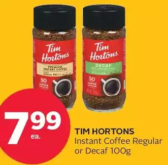 Rexall Tim hortons instant coffee regular or decaf offer