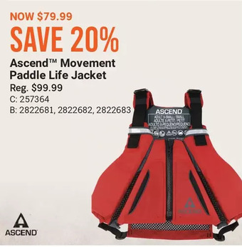 Cabela's Ascend movement paddle life jacket offer