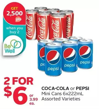 Rexall Coca-cola or pepsi mini cans offer