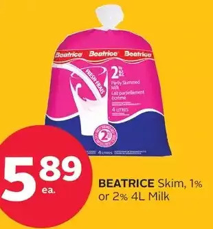 Rexall Beatrice skim, 1% or 2% milk offer