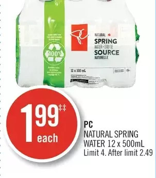 Shoppers Drug Mart Pc natural spring water offer