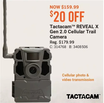 Cabela's Tactacam reveal x gen 2.0 cellular trail camera offer