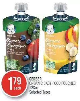 Shoppers Drug Mart Gerber organic baby food pouches offer