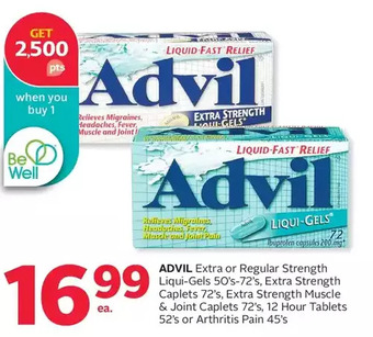 Rexall Advil extra or regular strength liqui-gels, extra strength caplets, extra strength muscle & joint caplets, 12 hour tablets or offer