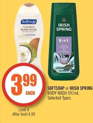 Shoppers Drug Mart Softsoap or irish spring body wash offer