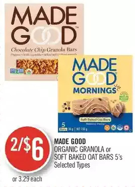 Shoppers Drug Mart Made good organic granola or soft baked oat bars offer