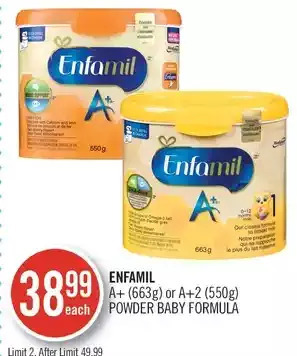 Shoppers Drug Mart Enfamil a+ or a+2 powder baby formula offer