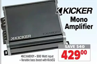 2001 Audio Video Kicker mono amplifier offer