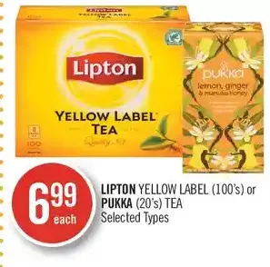 Shoppers Drug Mart Lipton yellow label or pukka tea offer