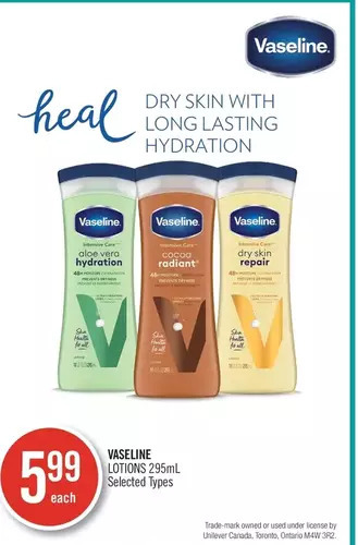 Shoppers Drug Mart Vaseline lotions offer