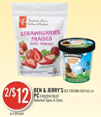 Shoppers Drug Mart Ben & jerry's ice cream or pc frozen fruit offer