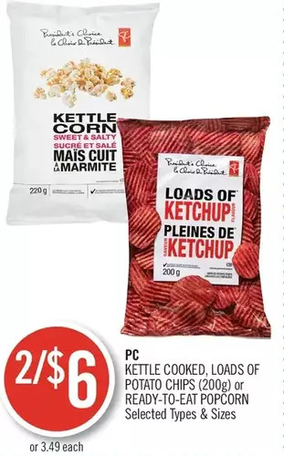 Shoppers Drug Mart Pc kettle cooked, loads of potato chips or ready-to-eat popcorn offer