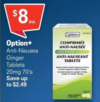 Guardian Pharmacy Option+ anti-nausea ginger offer