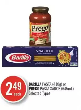 Shoppers Drug Mart Barilla pasta or prego pasta sauce offer