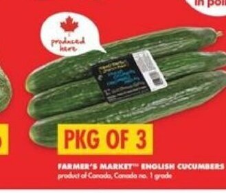 No Frills Farmer's market english cucumbers pkg of 3 offer