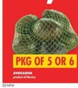 No Frills Avocados pkg of 5 or 6 offer