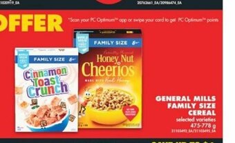 No Frills General mills family size cereal 475-778g offer
