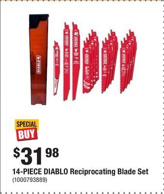 Home Depot 14-piece diablo reciprocating blade set offer