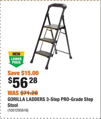 Home Depot Gorilla ladders 3-step pro-grade step stool offer